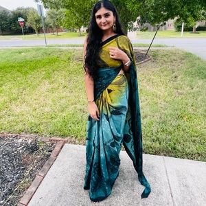 Silky Poth blue & green sari